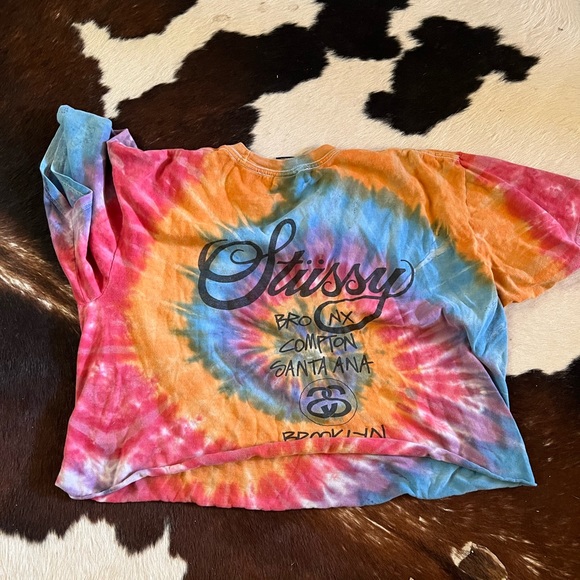 Y2K Stussy World Tour Tie-Dye Cropped Tee - Picture 5 of 5